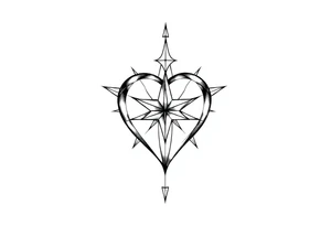 music heart star tattoo idea