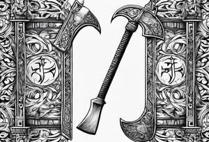 The symbol of Matthias a open Bible and a battle Axe tattoo idea