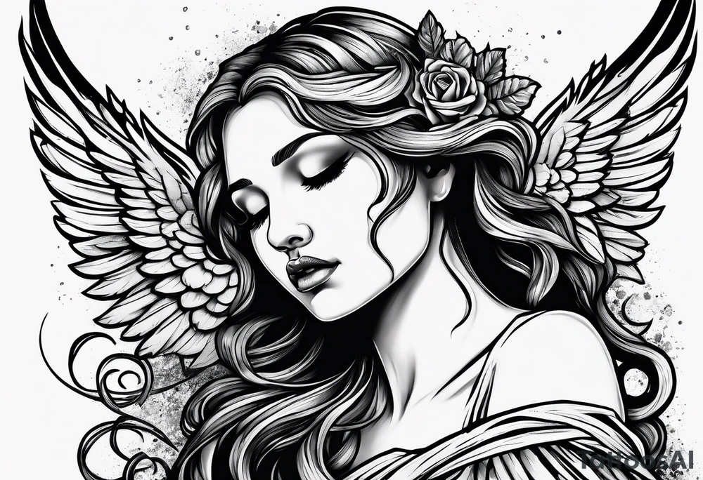 Crying angel tattoo idea