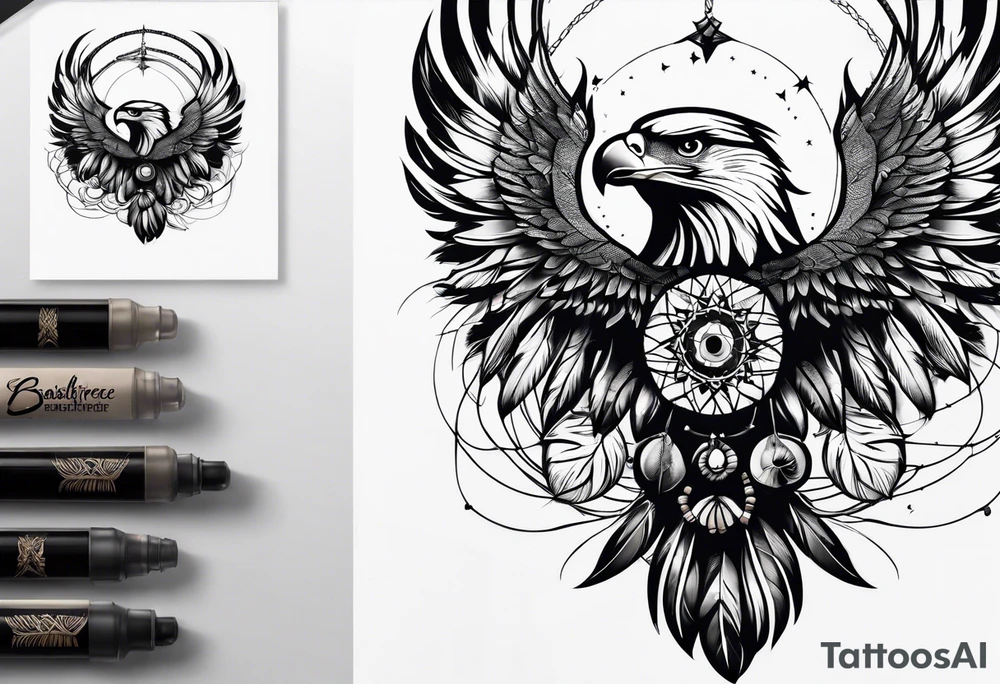 dreamcatcher eagle feathers tattoo idea