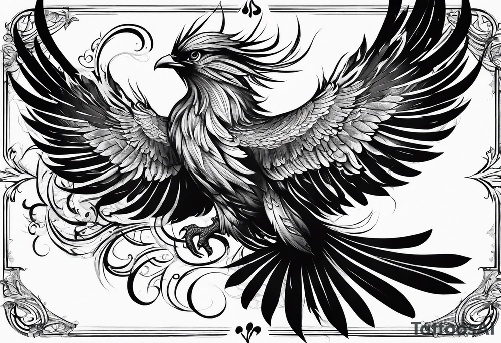 Phoenix bird flying sideways

, tattoo idea