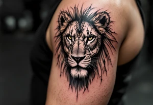 egyptian themed lion (red and black) tattoo idea