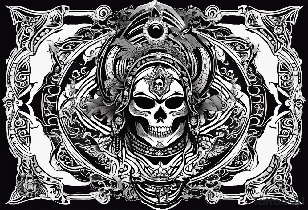 black kali, goddess pirate, alien, angel, pachamama, valkrye, warrior, flying, skull, lotus azul, wing, eagle, zenza resonance, stars, 5D, anahata chakra, death, durga, riding on a tiger, flying lady tattoo idea