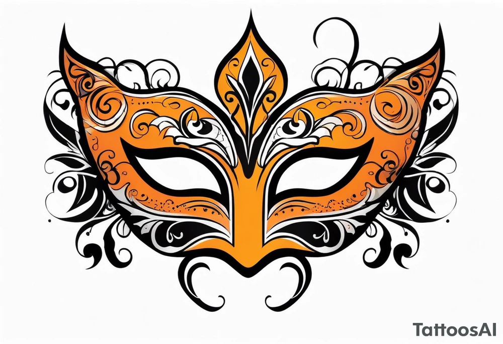 Masquerade mask that is orange and black tattoo idea