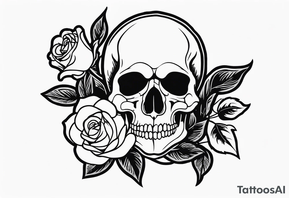 skull and roses tattoo idea