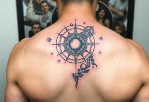 Astronomy tattoo integrated with the sands of time tattoo idea