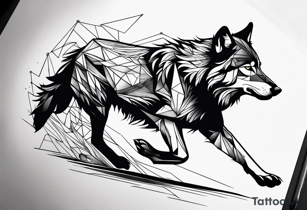 a wolf running tattoo idea