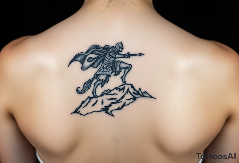 3d Powerful knight on the hillside tattoo idea