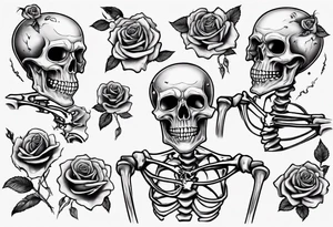 Dancing skeleton on a rose tattoo idea