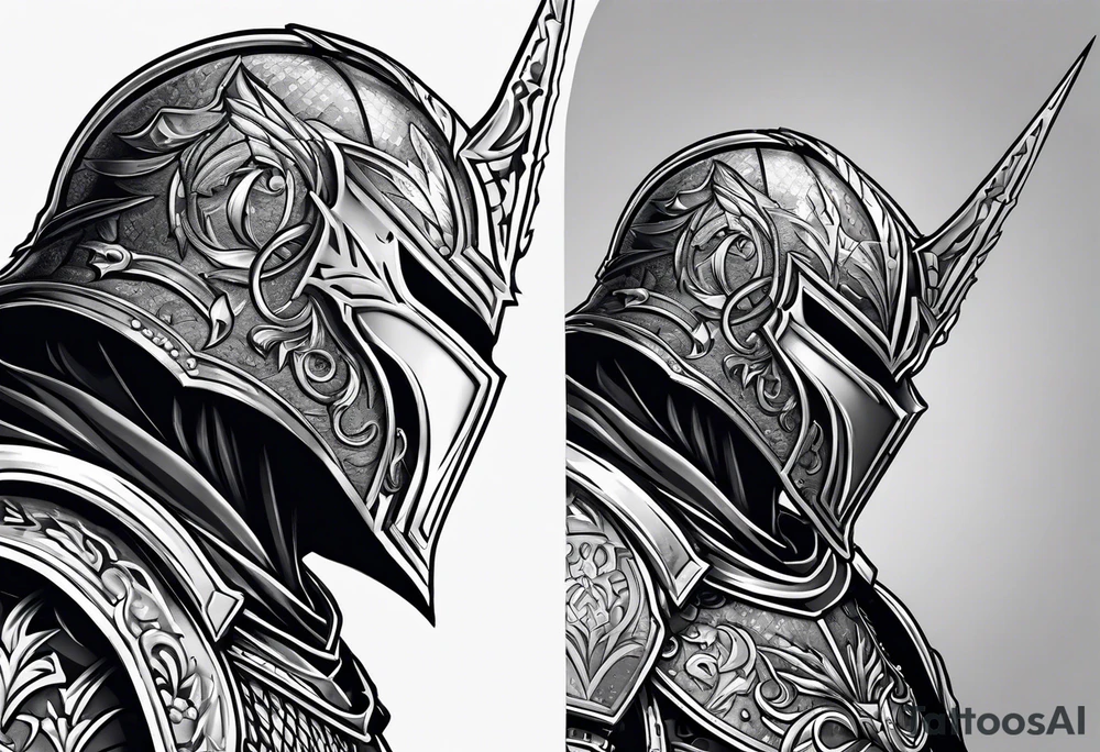 knight heavy armor surrounded tattoo idea