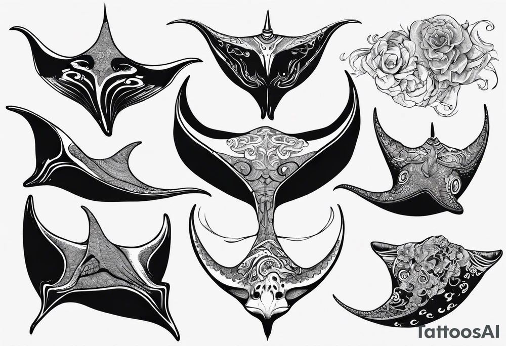 Manta ray in thai tattoo idea