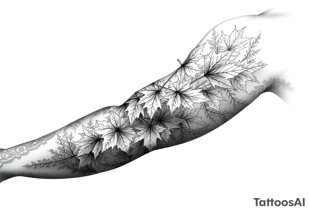 Maple leaves, juniper leaves, Blake, Kenya, Jacob tattoo idea