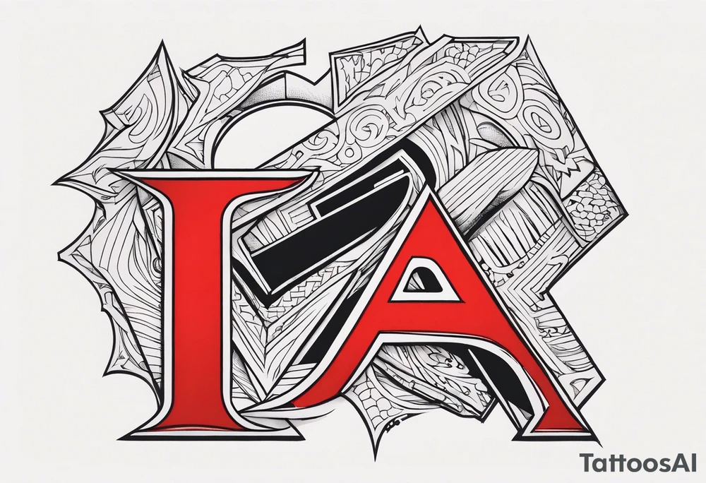 the letters A R in the middle of a ninja headband tattoo idea