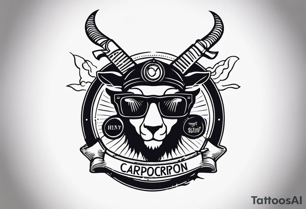 capricorn with sunglasses and shotgun tattoo idea