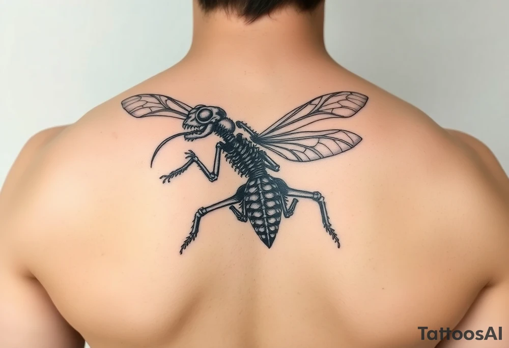 Cicada skeleton with snake tattoo idea