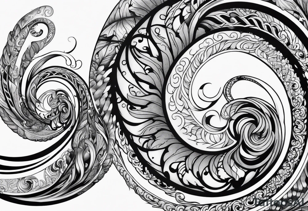 Elemental spiral arm sleeve tattoo idea