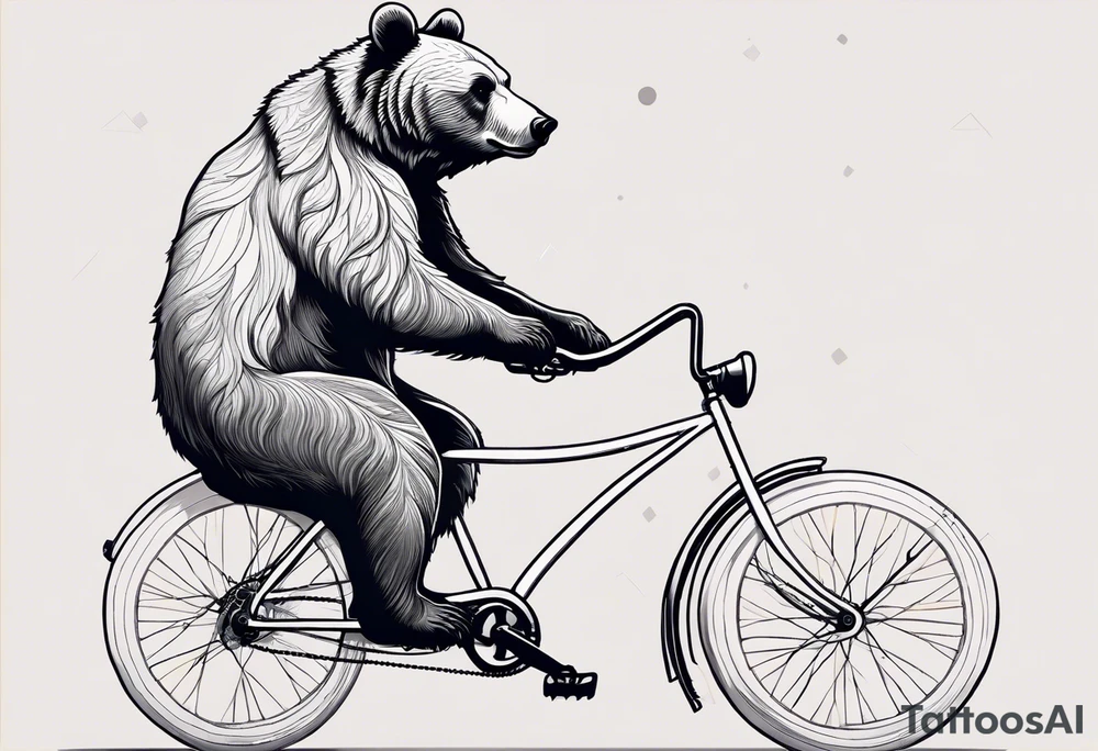 bear riding a bicycle tattoo idea