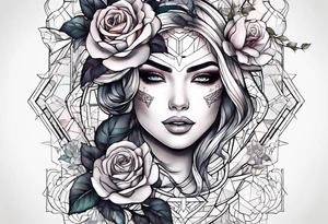 Blend roses and digital circuitry for an arm sleeve tattoo idea