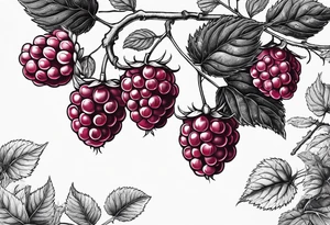 a long raspberry branch that focuses on line work. symbolizes making jam tattoo idea