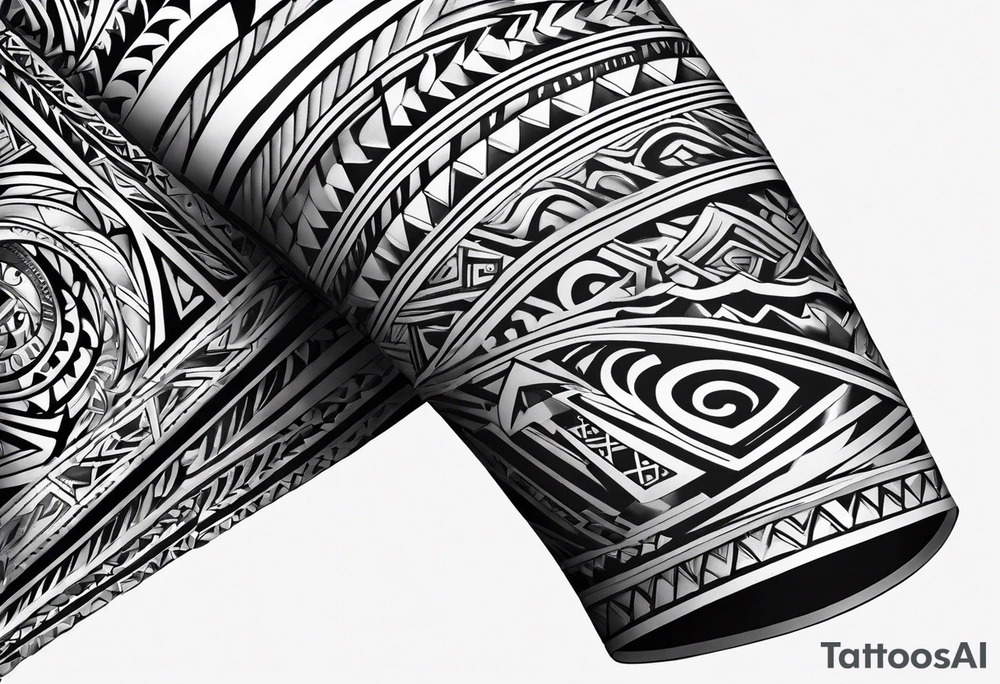 small unique tribal bicep wrap with cross tattoo idea