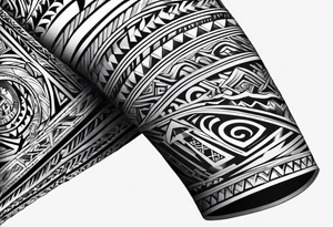 small unique tribal bicep wrap with cross tattoo idea