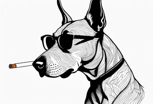 Doberman smoking joint with glasses on tattoo idea