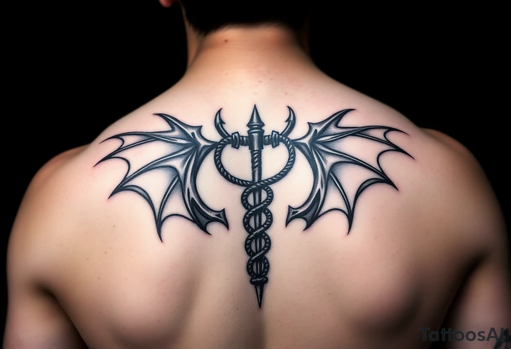 Gothic emo thorns Caduceus tattoo but keep it simple make demon wings tattoo idea