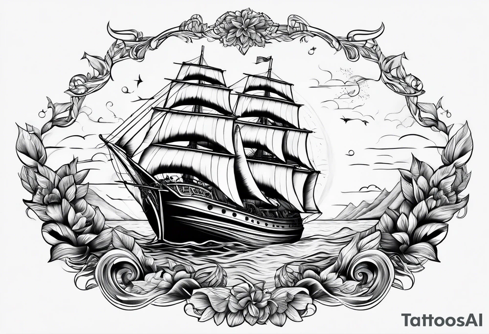 sailing into paradise tattoo idea