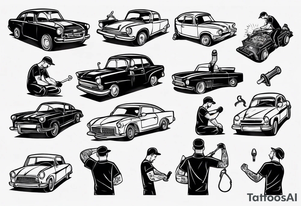 mechanic fixing a car tattoo idea