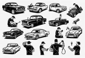 mechanic fixing a car tattoo idea