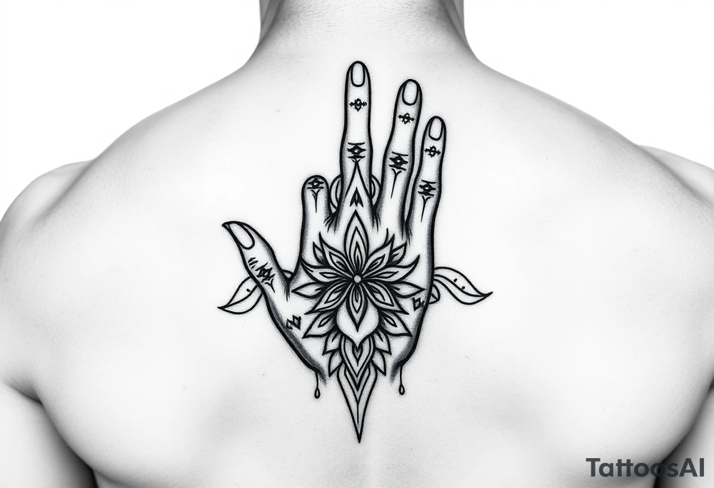 Mens hand Polynesian pattern tattoo idea
