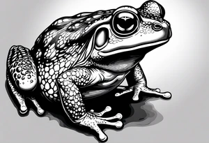 Toad in a child’s hand tattoo idea