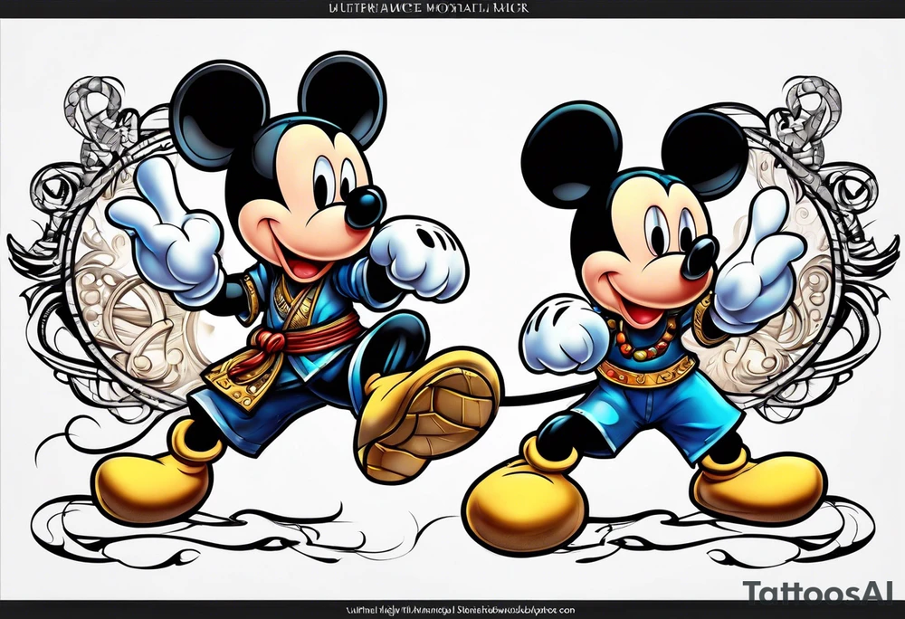 mickey mouse in mortal combat style tattoo idea