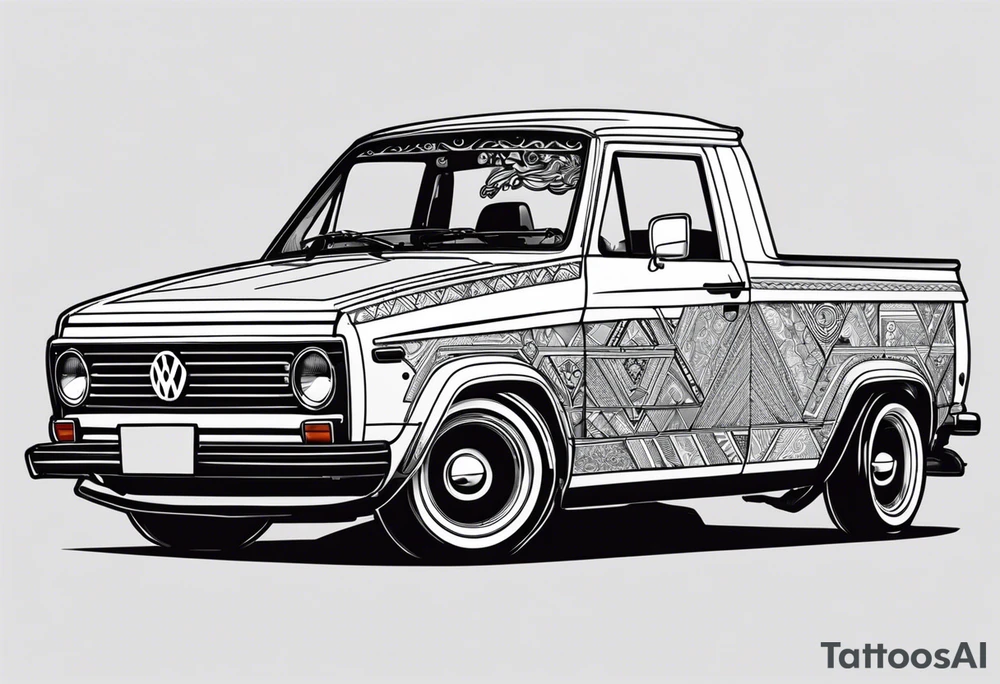 Volkswagen pickup gambar garuda, ada font "APT garage Malang" tattoo idea