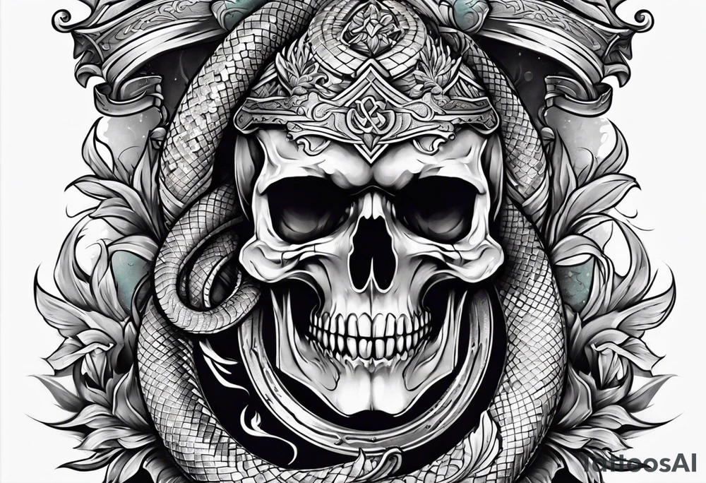 Cross and serpent tattoo idea