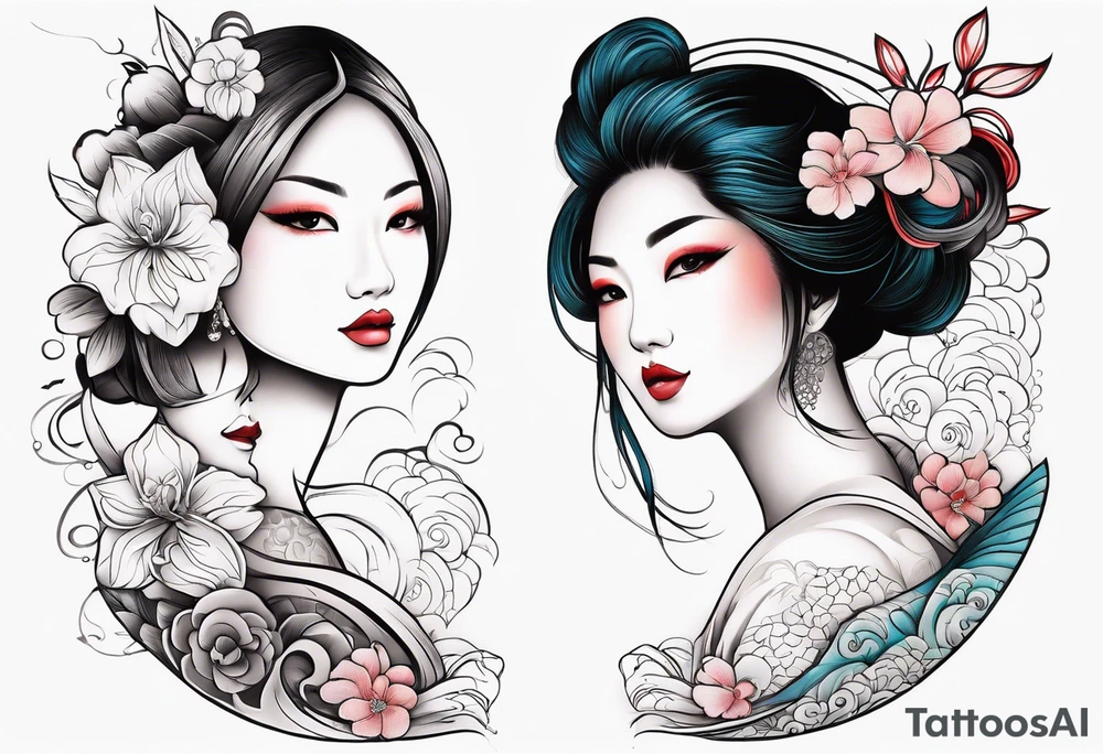 Mom son & daughter 1/2 sleeve tattoo idea