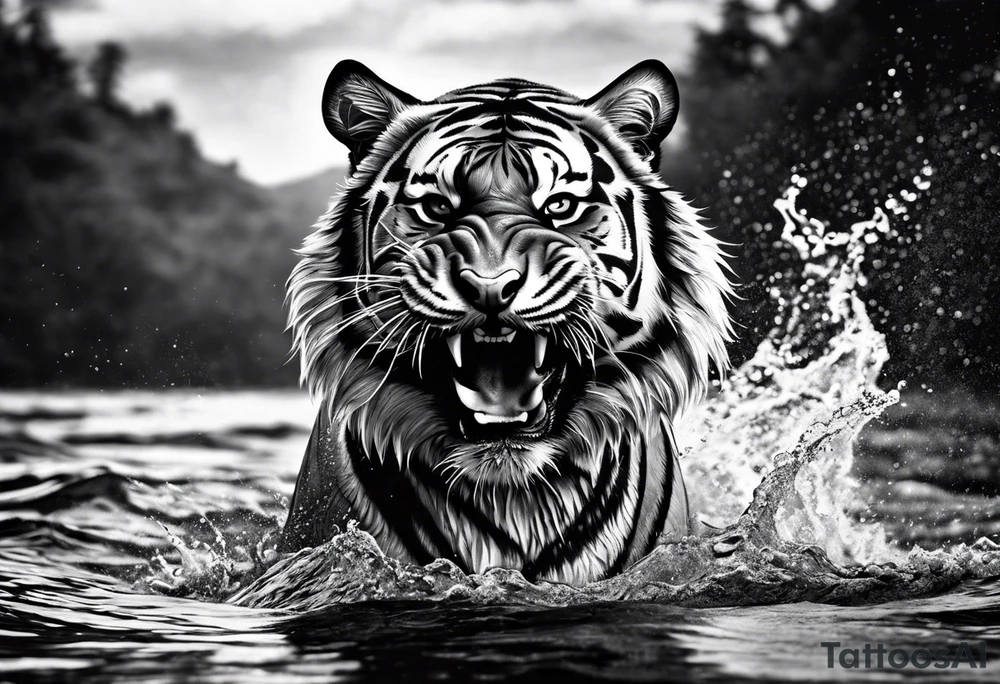 Tiger in water tattoo idea