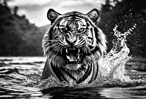 Tiger in water tattoo idea