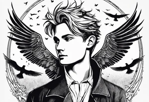 the little prince flying with birds that turn into Tris from Divergent Bird tattoo, that turns into the mockingjay, that turns into the deathly hallows symbol tattoo idea