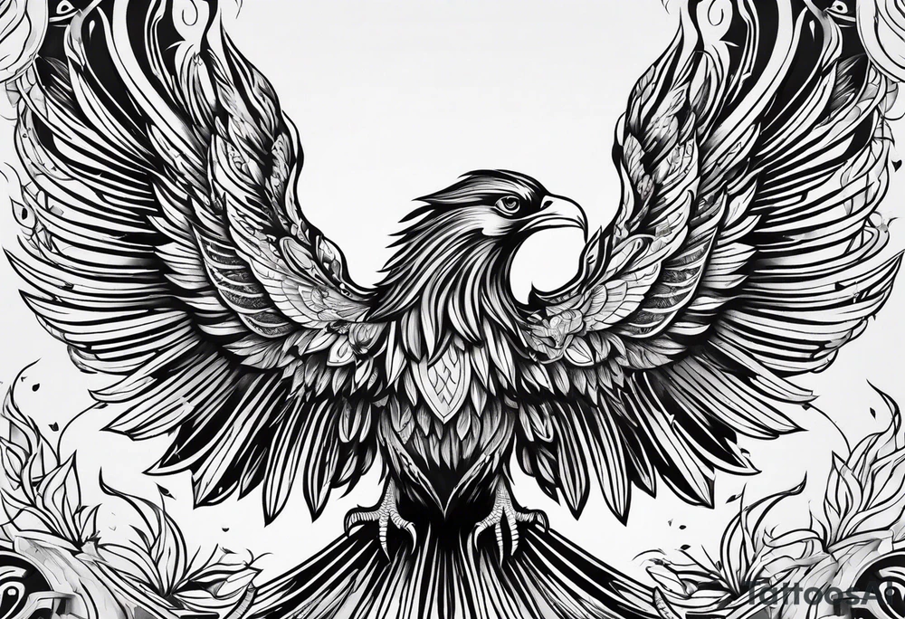 phoenix engraving tattoo idea