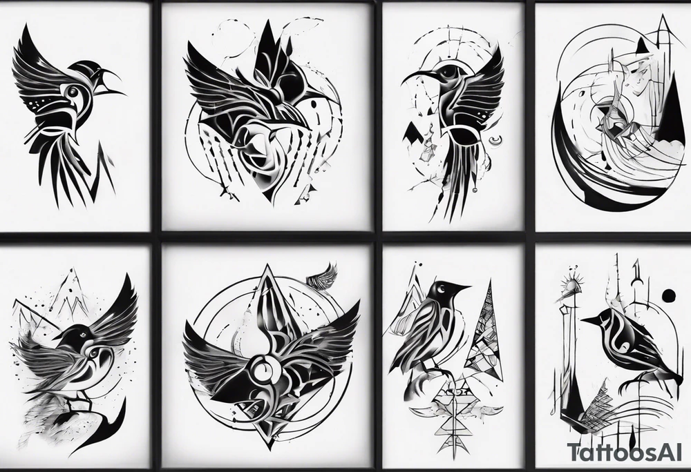 goddess mountains birds tattoo idea
