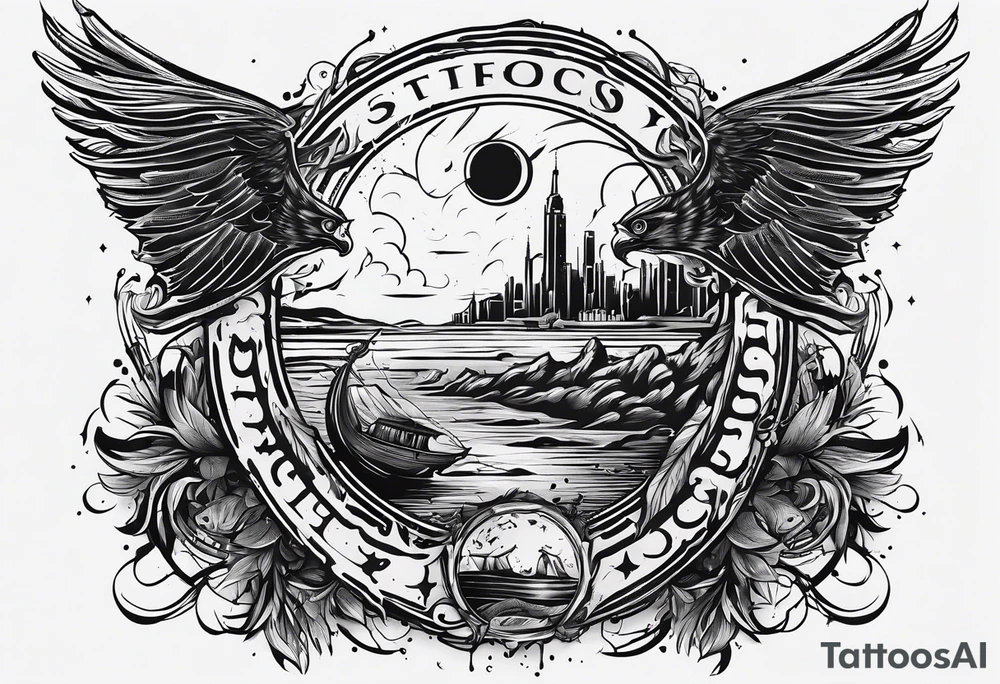 messy lines trash circcle logo tattoo idea