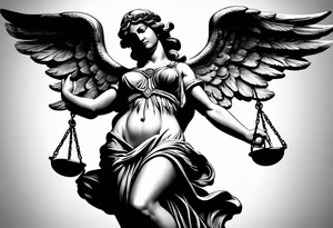 lady justice with wing

very realistic tattoo idea