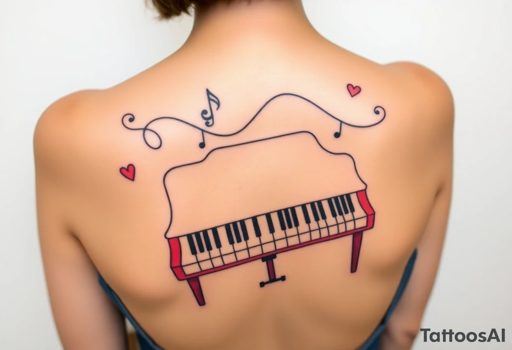 Colorful piano tattoo idea