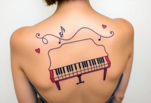 Colorful piano tattoo idea