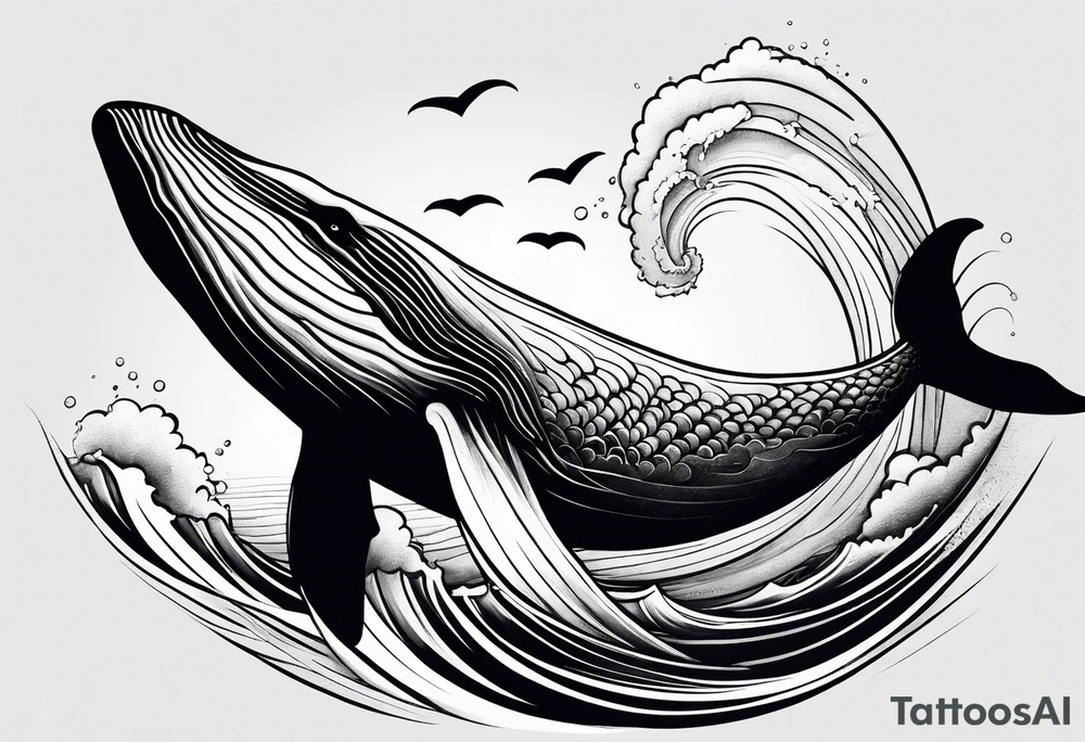 Hawaiian breaching whale tattoo idea