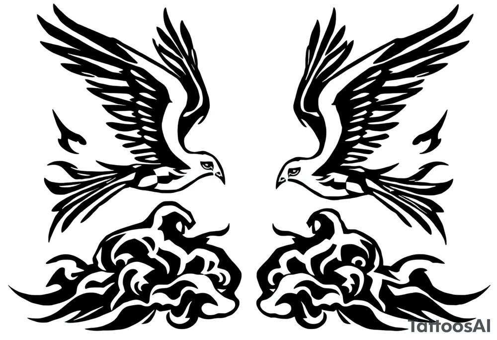 Birds flying in clouds tattoo idea