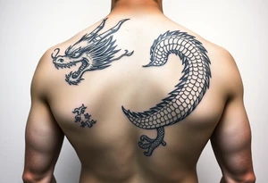 Traditional Japanese dragon full back tattoo idea