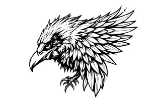 linear abstract raven tattoo idea