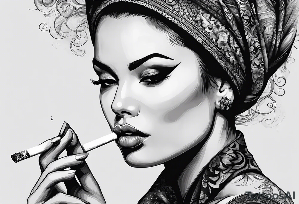 Woman smoking and ad the end ofmthe smoke apears a eye with a tear tattoo idea Woman smoking and ad the end ofmthe smoke apears a eye with a tear tattoo idea